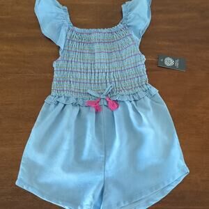 Vince Camuto Girl's Short Sleeve Smocked One Piece Romper size 12 NEW with Tags